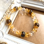 【再販】金運UP&リラックス効果☆スモーキークォーツ×シトリンのパワーストーンブレスレット＊華ブレス