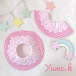 【ふんわり可愛い♡ 360°まんまるスタイ 〜pink gingham check〜】