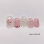 押し花ブーケ　ピンクフラワー　ネイルチップ