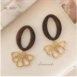 No.B897 オシャレ❁⃘़︎ウッド•･フラワーチャーム ピアス イヤリング