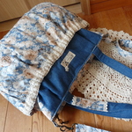 ＜ayumiebi様専用＞３wayくしゅっとぽっけのファスナーバッグ（ブルー・薔薇