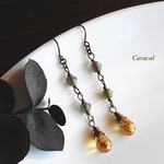 ～宵待草～（送料無料/ピアス/ノンホールピアス/イヤリング/アンティーク/チェコガラス/ドロップ/シンプル/大人/綺麗/雫）