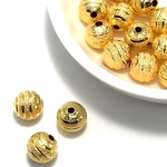 【661】真鍮製スターダストビーズ ラウンド★ゴールド 8mm/20個