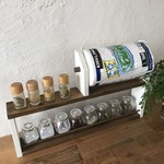 在庫限りsale＊コストコサイズ 2段kitchen paper shelf long w62 h38 DBWB キッチンペーパー スパイスラック