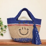 💛送料込み💛ニコちゃんのビンテージ風麻紐カゴバッグ😋👖トリコロールト🇫🇷⭐️SALE⭐️