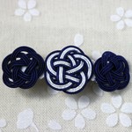 水引のバレッタ　【紺&銀色】