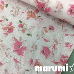 110×50★高級綿ローン地★刺しゅう入り★白地にピンクの花