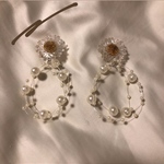 ~clear flower pearl earring~