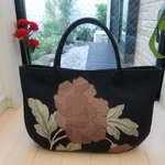 帯地でふっくらトートバック