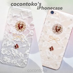 iPhone ケース ガーネット ハート レース ハンドメイド