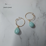 ピアスでもイヤリングでも使える♡ラリマー槌目加工フープ