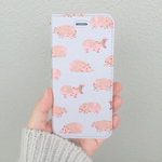 【帯なし手帳型スマホケース】ねむねむヒポポタマス