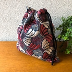  大人のための巾着袋  モダン刺繍 小
