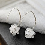 SV925 frosted glass FLOWER * silver * マーキスピアス