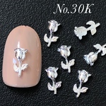 ネイルパーツ ローズフラワー シルバー 10個セット 薔薇一輪