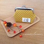 イエロードット柄 小さいがま口 