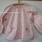 女の子用　シンプル　スモック　動物柄　ピンク　リボン　１１０サイズ　