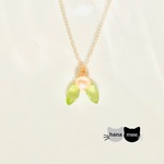 K14GFオレンジ淡水パールとマーキスカットペリドットのネックレス