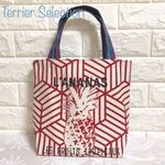 リバーシブル ミニトート パイナップル×赤色 キャンバスバッグ