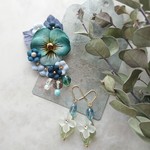 k様 ご予約品 翠雨のイヤーカフ、イヤリングセット
