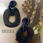 RUKIRIRIA #261 ネイビーピアス  大ぶりピアス 大ぶりイヤリング 