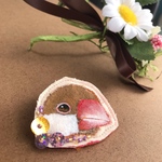 【送料込】みてる シナモン文鳥のブローチ