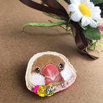  【送料込】しょうめん シナモン文鳥のブローチ