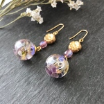 アメジストとかすみ草のハーバリウムピアス/イヤリング 