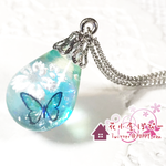緑モルフォ蝶の雫　ネックレス*