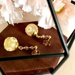 ❇︎ イエロー ❇︎ ガラスドームのかわいいピアス ／イヤリング･:*+.