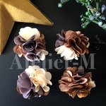 A776 ボンボンFlowerチャーム Brown mix(4個)