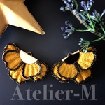 A781 Petal embroidery Flowerタッセル yellow(2個)