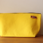 H1763　帆布のシンプルマチありポーチ　L23　ひまわりイエロー　【送料込価格】