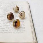 gold frame marble earring
