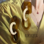 RUKIRIRIA #263 ブラウン×ベージュ チェーンピアス  大ぶりピアス 大ぶりイヤリング 