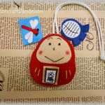 【完成品】剣道応援！赤いだるまくんお守り♪面と勝虫付き