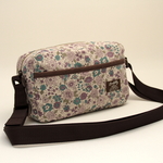 受注製作　YUWA　ピンクパープル色地の花柄プリント生地　　シンプルショルダーバッグ♪　Fm2 Lab.