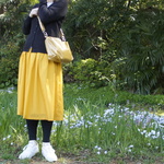 ドビーサテン山吹 タックギャザースカート