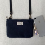 Navy☆ショルダーバッグS☆背面ポケット付き♪ストラップ選択必須!!　/ポシェット/サコッシュ/スマホポシェット/