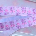 【7163】2m300円 22mm幅 グログランリボン フラワー 花柄 パープル