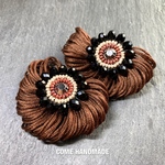ボリュームフリンジ ビーズ刺繍 ピアス/イヤリング