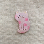 ピンクの水玉猫ちゃん♪ブローチ