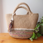 段染(GR.OR.PK)の麻紐bag