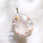 ローズクォーツ・ファセットカットペンダント（ワイヤージュエリー☆ワイヤーアクセサリー☆ワイヤーラッピング天然石ネックレス）