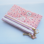 Ｐさまご予約品★LIBERTY＆帆布　Joanna　ジョアンナ　サーモンピンク　wファスナー・仕切りポケット付きminiカードポーチ　◆コインケースにも