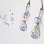 忘れな草の押し花 しずくピアス