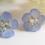 ネモフィラ一輪　押し花ピアス