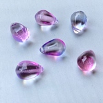 6個 14mm フューシャ×ブルー ドロップ ビーズ