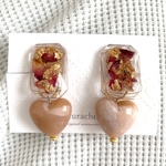 《sale》ローズとミルクティハートのイヤリング