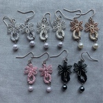 🎀 （５色）タティングレース☆ビーズ＆パール・ピアス・イヤリング